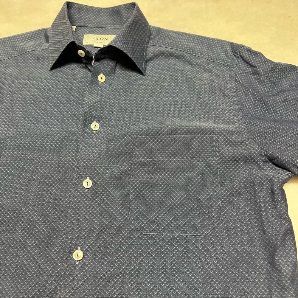 Eton Men's Navy Patterned Dress Shirt